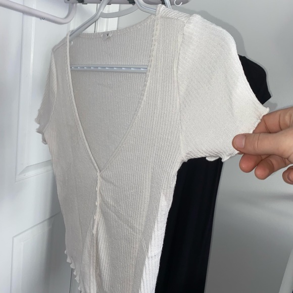 BNWOT - 2 for 1. Black & white, Plain t shirts , adorable half button up style - Picture 7 of 8